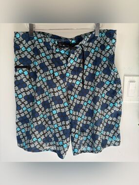 Patagonia Men’s Stretch Planing Board Shorts Blue Geometric Print Size 34